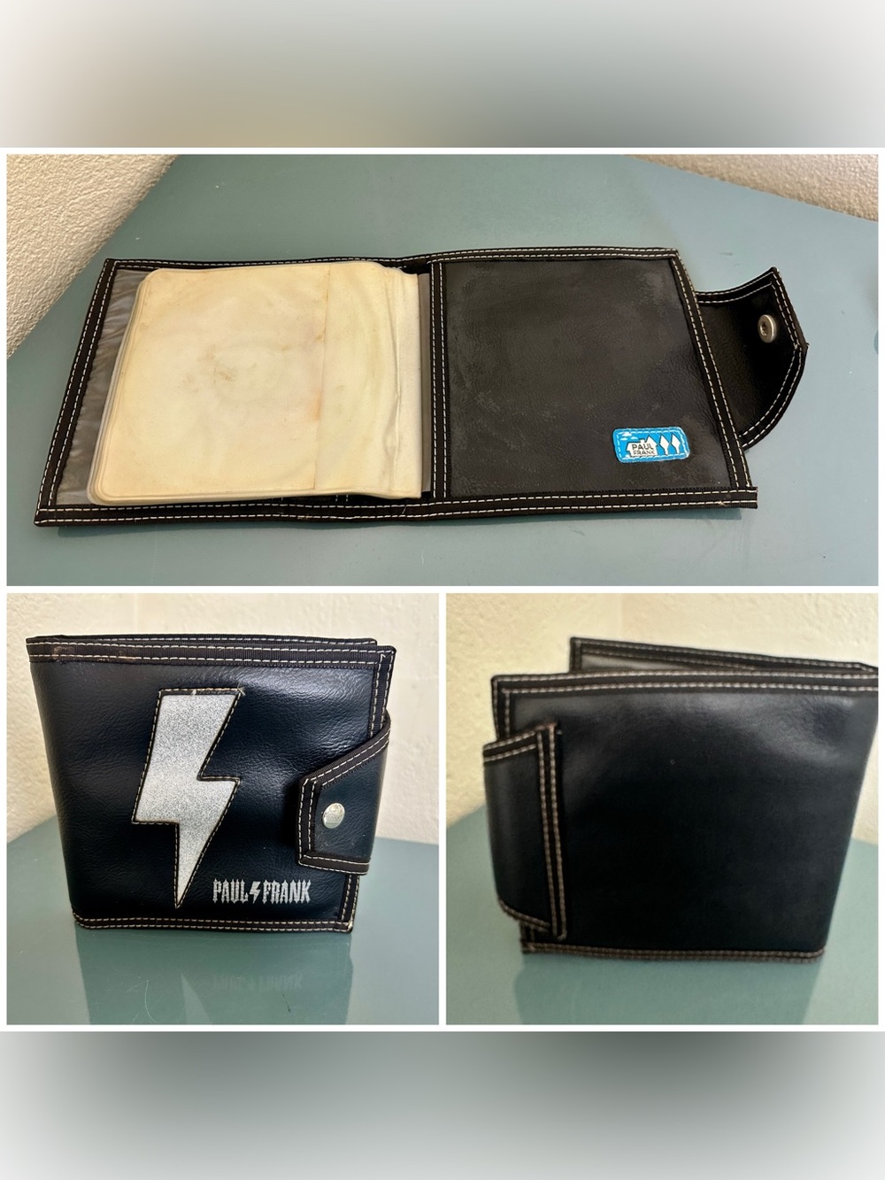 VTG Y2K Paul Frank Lightning Bolt CD Holder Wallet Glitter Vinyl Case 2000s READ